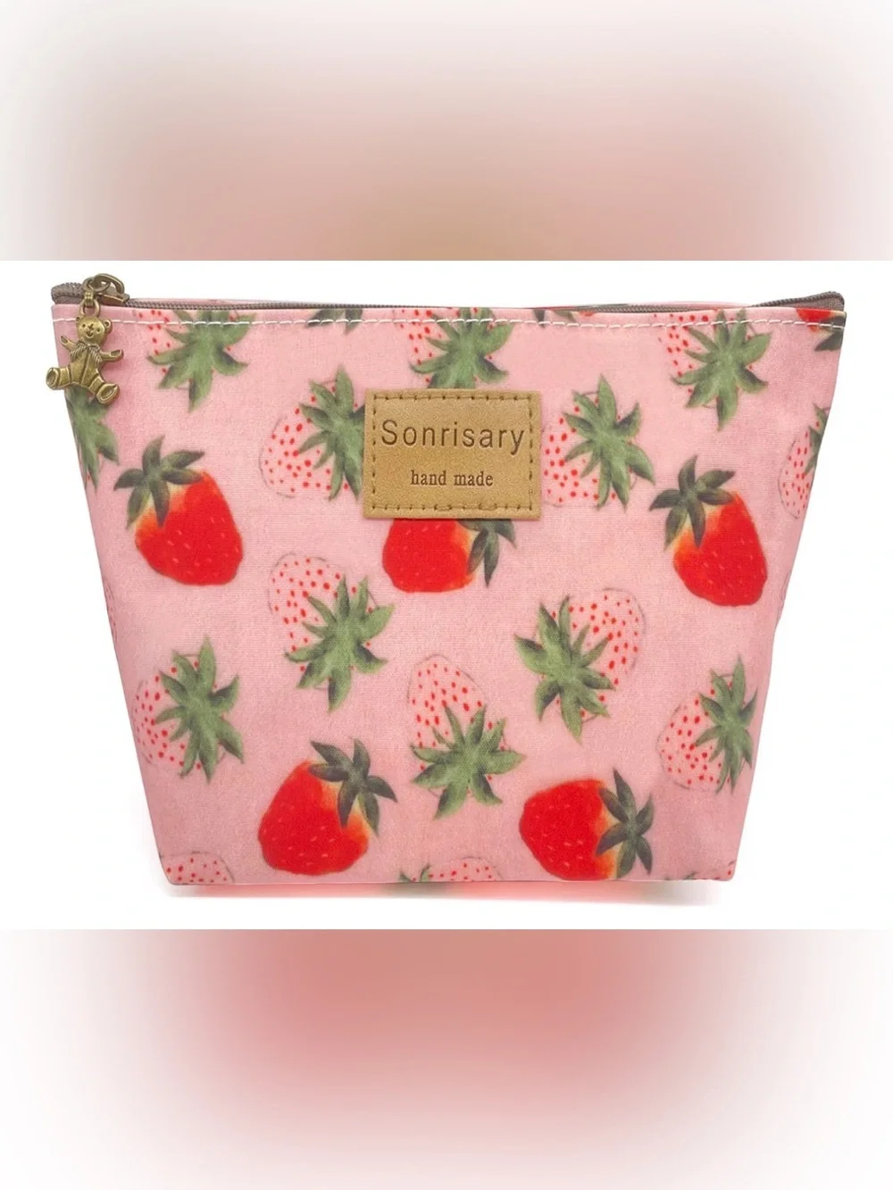 Strawberry Print Pink Cosmetic Pouch nwot